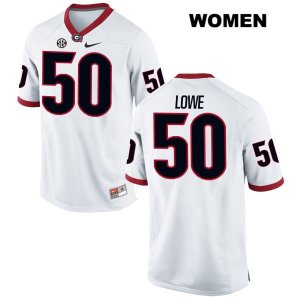 Women's Georgia Bulldogs NCAA #50 Trevor Lowe Nike Stitched White Authentic College Football Jersey KGM8454WQ